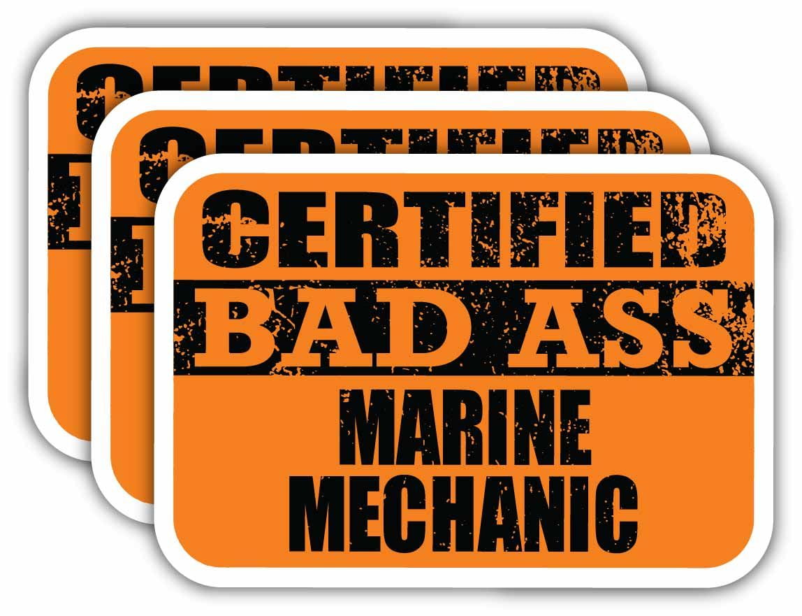Angry Mechanic Sticker (x3) Certiefied Bad Ass Marine Mechanic Stickers | Cool Funny ...