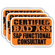 (x3) Certiefied Bad Ass Sap Functional Consultant Stickers | Cool Funny Occupation Job Career Gift Idea | 3M Sticker Vinyl Decal for Laptops, Hard Hats, Windows, Cars