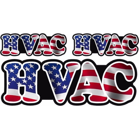 (x3) HVAC American Flag Decal Pack USA Heating United States Hard Hat 3M Reflective sticker 6"