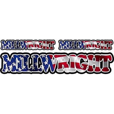 (x3) Millwright American Flag Decal 6" 3" Pack USA United States Hard Hat 3M Reflective sticker