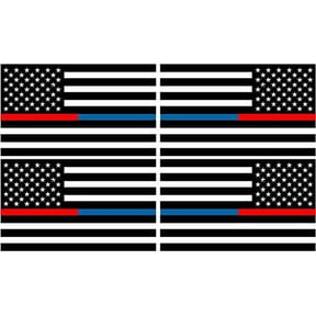 (x4) 3" Thin Blue Red Line American Subdued Flag Decal Police Fire 3M Reflective sticker RL