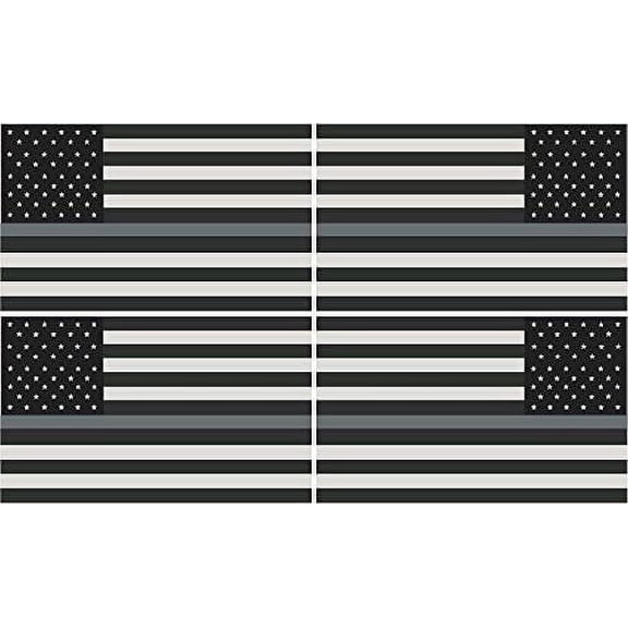(x4) 3" Thin SILVER line subdued American flag Vinyl 3M Reflective sticker Corrections Guard RL