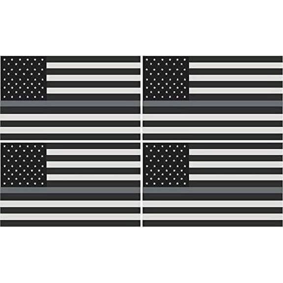 (x4) 3" Thin Silver line Subdued American Flag Corrections Guard Vinyl 3M Reflective sticker R