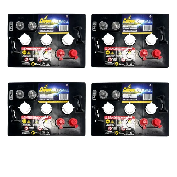 x4 | Crown CR-220 6 Volt 220Ah Deep Cycle Battery Replaces Trojan T-105 T105