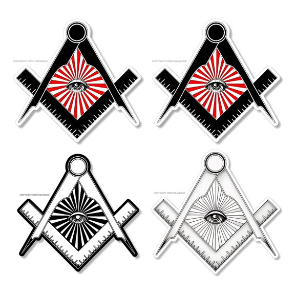 x4 Pack Freemason Mason Masonic Illuminati Eye Vinyl Decal Sticker 3.25" Each