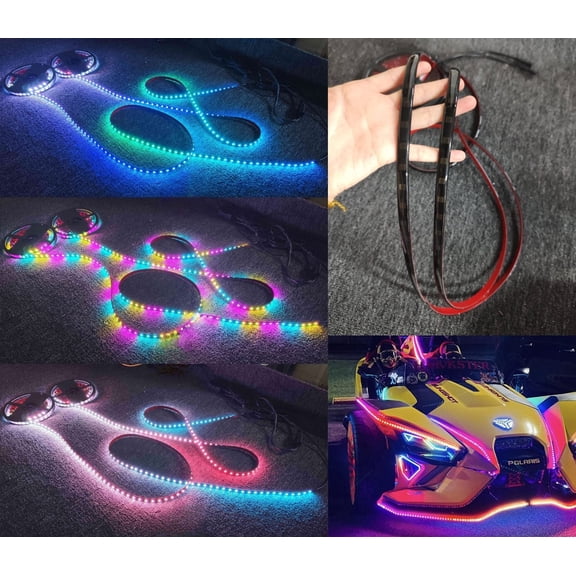 Tzvmny Lighting Factory - Dream Color Chasing 4PCS 16.5FT 5Meters Light Strips For Grill Underglow Slingshot Bluetooth +Remote Ctrl IP65 Waterproof