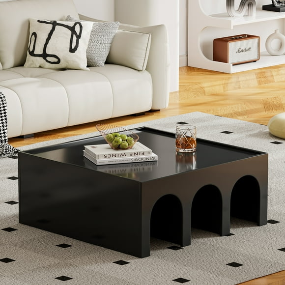 xCloud Multifunctional 4-Tier Black Book Shelf & Coffee Table for Living Room Dining Room Study Entryway, Creative Furniture Floor Bookshelf, Minimalist Organizer Storage Shelves