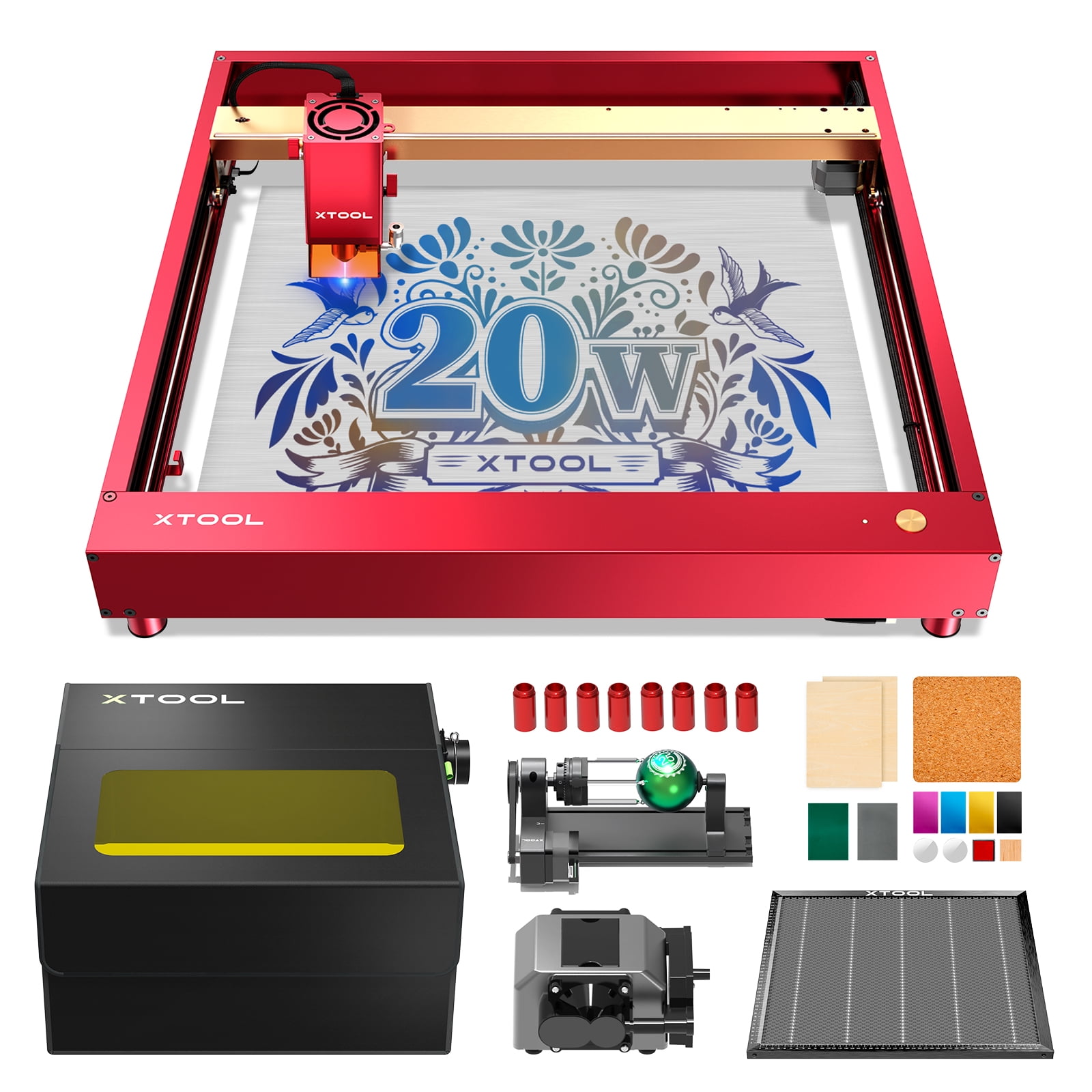 xTool D1 Pro 20W Laser Engraver 4-in-1 Rotary Roller Kit for Glass Tumbler  Ring, 120W Laser Cutter, Laser Engraving Machine for Wood, Metal, Laser  Cutter and Engraver Machine for Personalized Gift DIY