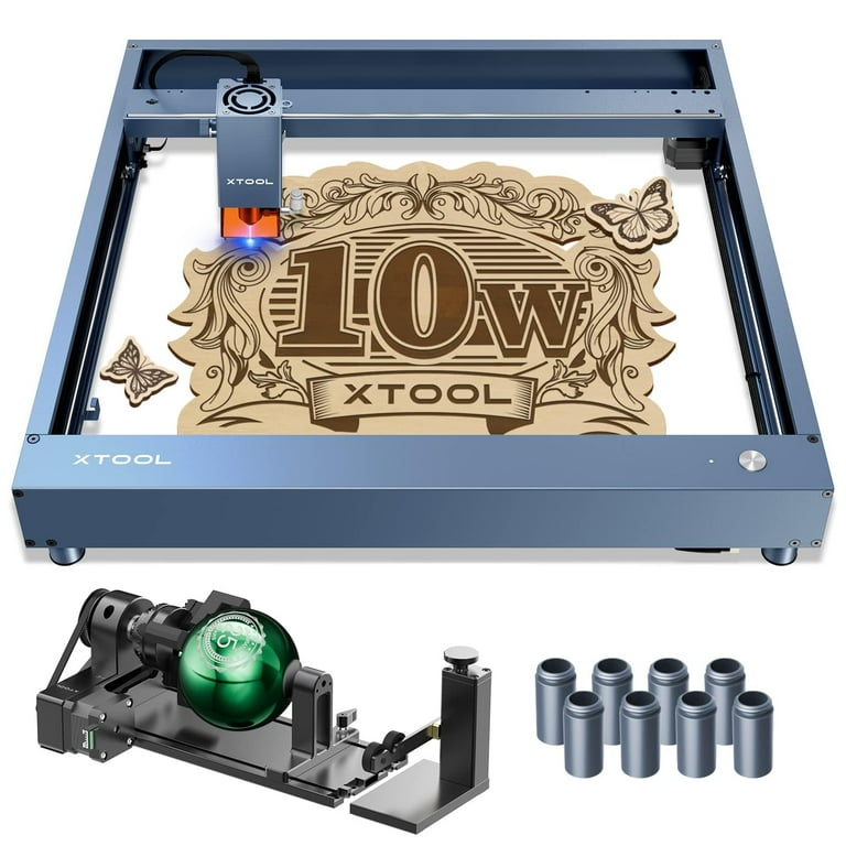 xTool D1 Pro Laser Engraver 4-in-1 Rotary Roller Kit for Glass Tumbler  Ring, 10W Laser Cutter, 60W Efficient Laser Engraving Machine, CNC Machine
