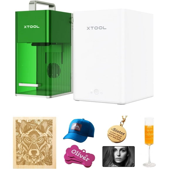 xTool F1 2-in-1 Dual Laser Engraver with Smoke Purifier, Lightning Speed Portable Fiber Laser Engraver for Metal Wood Leather Plastic Acylic Jewelry Craft Engraving