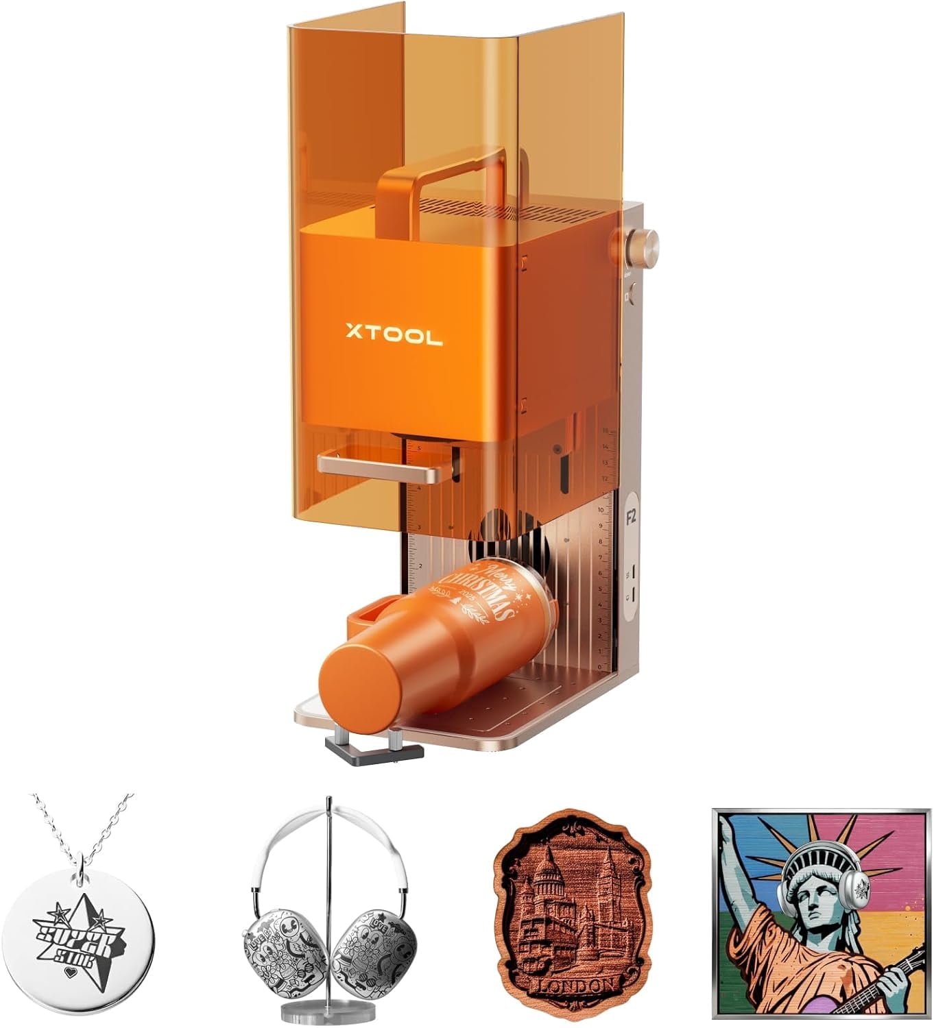 xTool F2 5W IR & 15W Diode Dual Laser Engraver, Built-in 50MP Camera, 6000mm/s Ultra Fast, 3D Embossing, Color Marking on Metal, On-Site & Small-Batch Ready, Portable Laser Engraving Machine