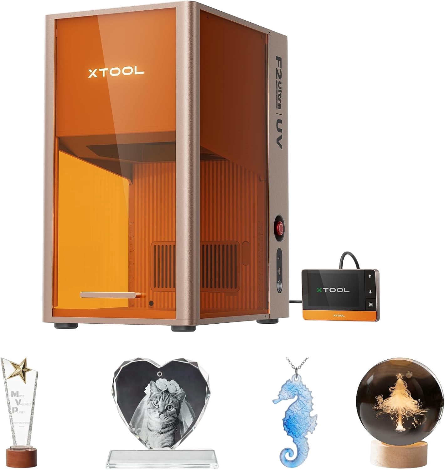 xTool F2 Ultra UV Laser Engraver, 5W UV Laser, 3D Inner and Fine Glass Engraving, Dual 48MP Cameras, 15,000 mm/s High Speed, AI Powered 2D-to-3D Software
