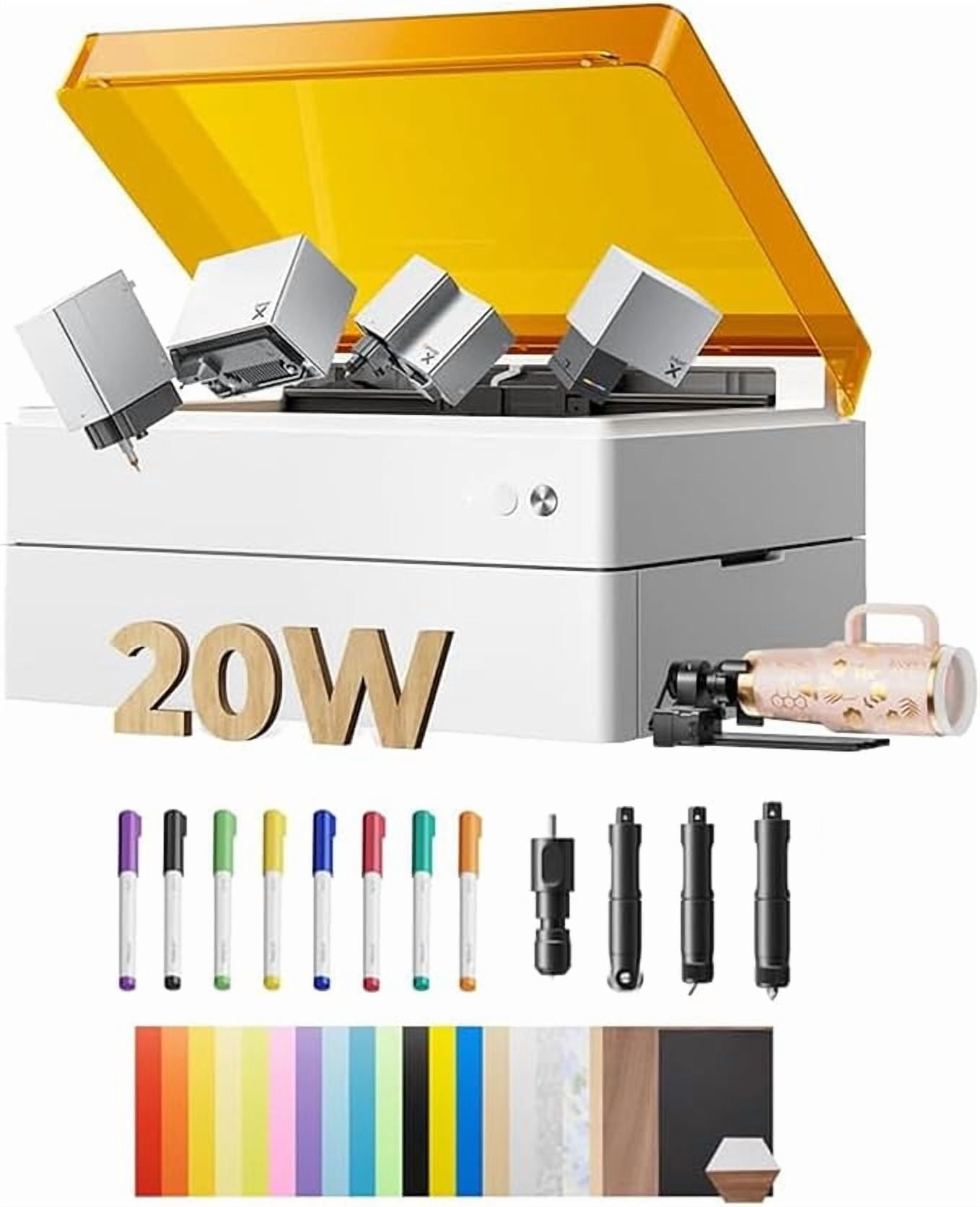 xTool M1 Ultra 4-in-1 Craft Machine: 20W Laser Engraver, Inkjet Printing, Blade Cutting, Pen Drawing, Easy to Use on 1000+ Materials, Support Rotary Engraving on Tumblers -Advanced Bundle