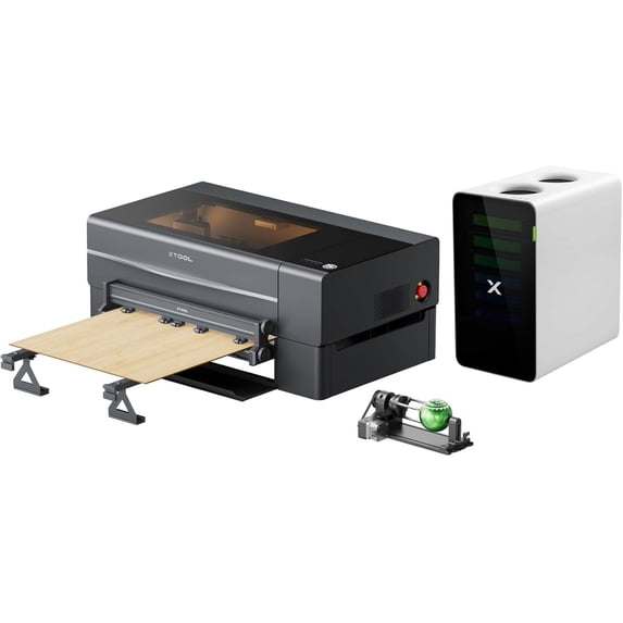xTool P2S 55W CO2 Laser Cutter All-in-One Bundle, with Riser Base, Conveyor Feeder, RA2 Pro, SafetyPro AP2 Smoke Purifier, Dual Smart 16MP Cameras, Smart Desktop CO2 Laser Engraver and Cutter Machine