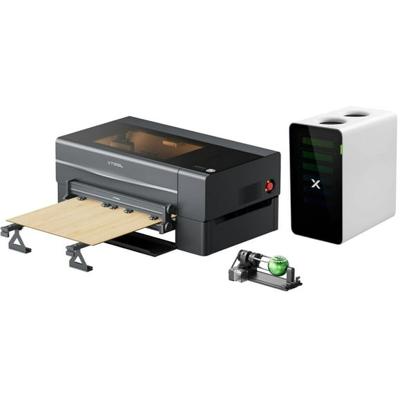 xTool P2S 55W CO2 Laser Cutter All-in-One Bundle, with Riser Base, Conveyor Feeder, RA2 Pro, SafetyPro AP2 Smoke Purifier, Dual Smart 16MP Cameras, Smart Desktop CO2 Laser Engraver and Cutter Machine