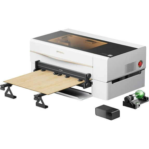 xTool P2S 55W CO2 Laser Cutter Versatile Bundle, with Riser Base, Conveyor Feeder, RA2 Pro Rotary, Dual Smart 16MP Cameras, Curved Surface Engraving, Smart Desktop CO2 Laser Engraver Machine