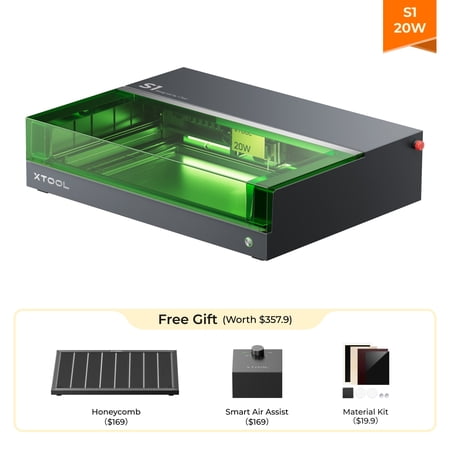 xTool S1 20W Laser Engraver and Cutter Machine with Air Assist & Honeycomb