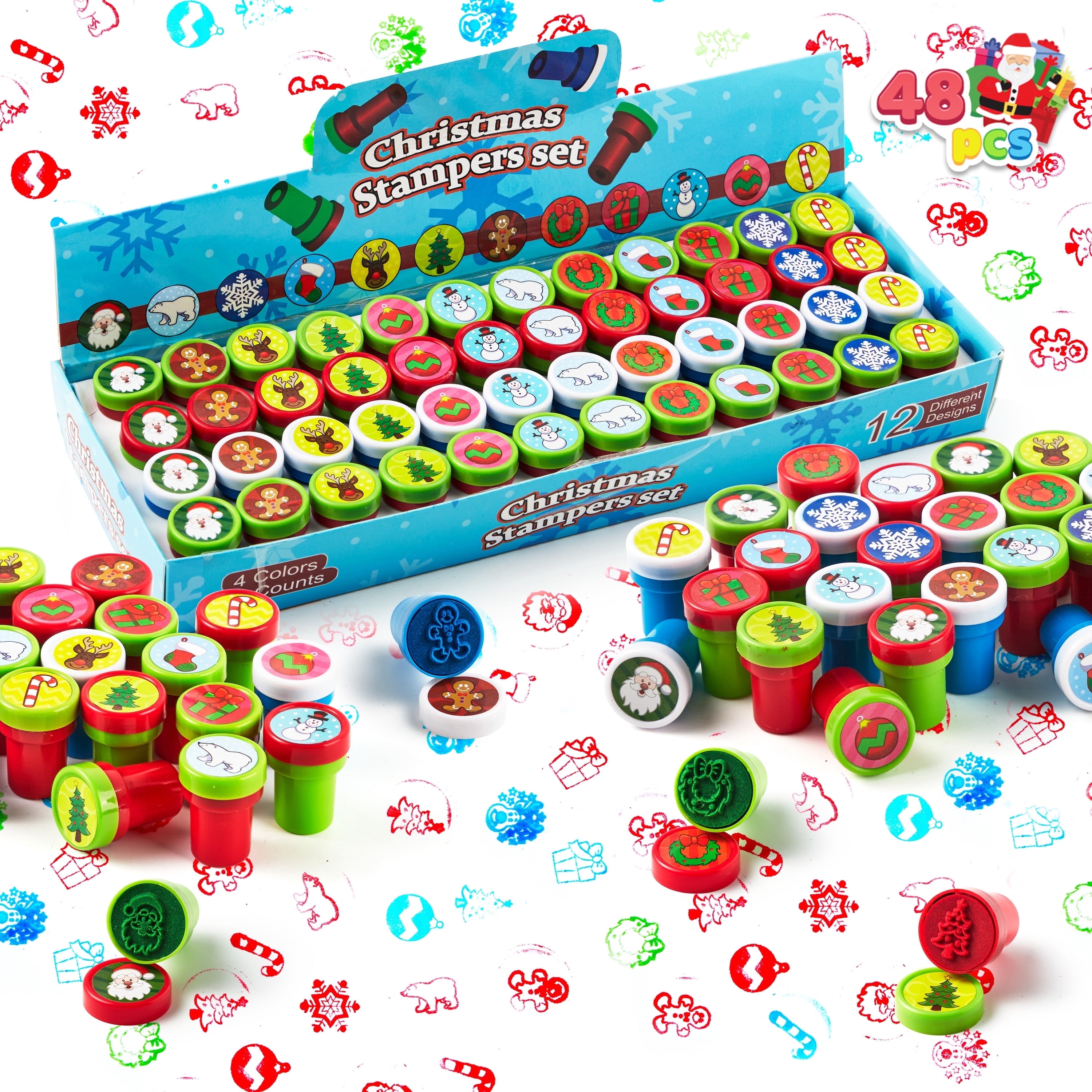 Joyfy Christmas Stamps for Kids, 48 Pieces