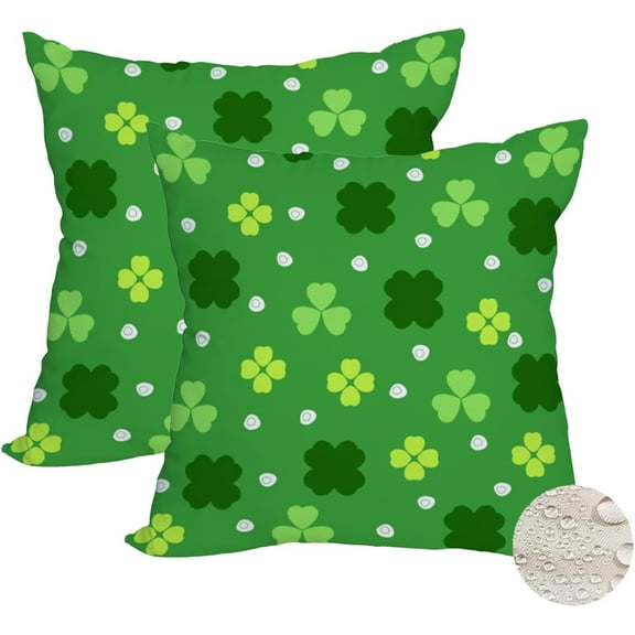 xanee 2 Pack Waterproof St Patrick’s Day Pillow Covers 20x20 Inch Lucky Clover Shamrocks Green Leaves Holiday Throw Pillow Cases Spring Farmhouse Decorations Cushion Cover Double Sided