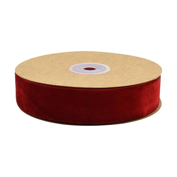 xaoyunyn 1-Inch Wide Velvet Ribbon,10-Yard Roll,Wired for Bows,Gift Wrapping,Wreaths,DIY Crafts Holiday Decor,Red,Red