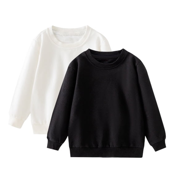 xaoyunyn 2-Pack Kids Long Sleeve Sweatshirt Spring Fall Casual Basic Crewneck Solid Color Pullover Tops
