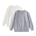 thumbnail image 1 of xaoyunyn 2-Pack Kids Long Sleeve Sweatshirt Spring Fall Casual Basic Crewneck Solid Color Pullover Tops, 1 of 6