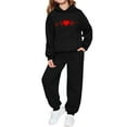 thumbnail image 1 of xaoyunyn 2 Piece Tracksuit Outfits for Girl Solid Color Heart Print Sweatshirt Long Jogger Pants Set with Pockets 2-13 Years, 1 of 5