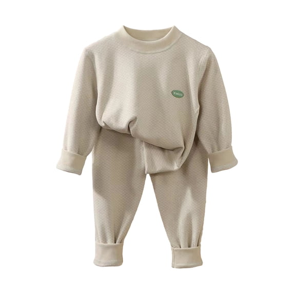 xaoyunyn 2 Piece Warm Outfits for Kids Soft Solid Color Crewneck Long Sleeve Tops and Pant Sets 6M-13 Years