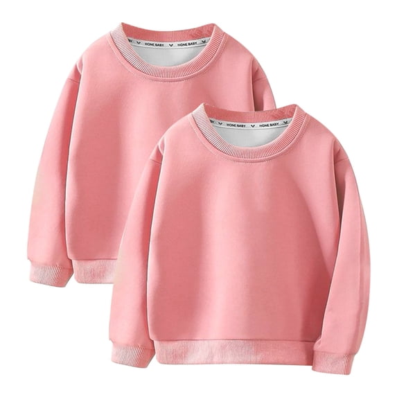 xaoyunyn 2 Pieces Girl's Sports Sweatshirt Solid Color Long Sleeve Round Neck Basic Pullover 3-9 Years