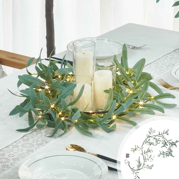 xaoyunyn 6FT Battery-Operated Lighted Magnolia Garland with 100 Warm White Lights-Ideal for Home Fireplace Mantle Holiday Decor,Green 2