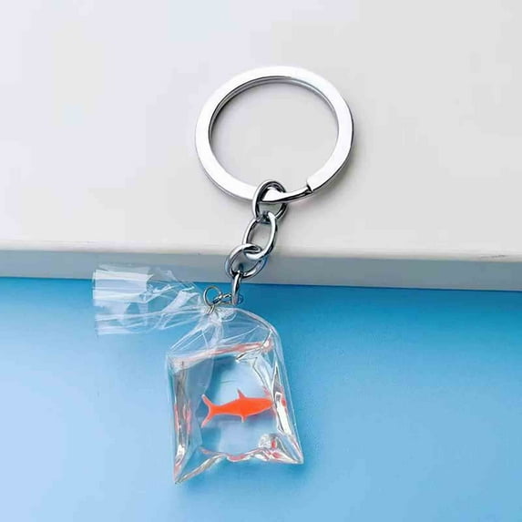 xaoyunyn Adorable Goldfish Keychain Accessory,Lifelike Resin Fish in Water Bag Design for DIY,Keyring,Purse,Car and Backpack Ornaments,Gift