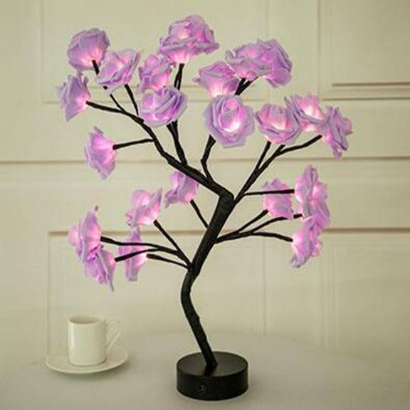xaoyunyn Beautiful Rose Bouquet Led Tree Table Lamp Lights Party Wedding Home Decor Gift