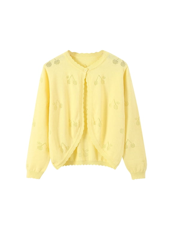 Cardigan for Girls Casual Ruffled Sleeve Open Front Knit Coat Fall Winter Fashion Sweater Outerwear