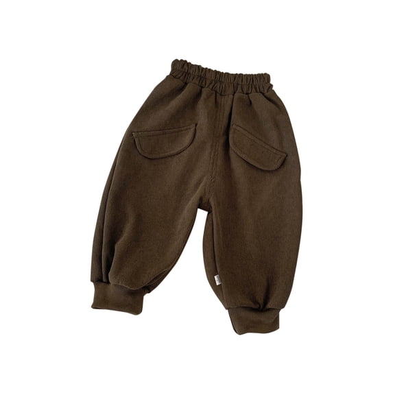 xaoyunyn Casual Pant for Girls Solid Color Elastic Waist Corduroy Sweatpants with Pockets 1-12 Years