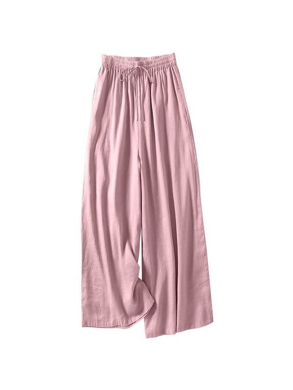 Casual Pants for Women Comfy High Waisted Wide Led Long Pants Flowy Thin Palazzo Pants with Drawstring
