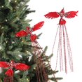 thumbnail image 1 of xaoyunyn Christmas Glitter Poinsettia Birds Ornaments Holiday Decoration for Tree Wedding Arrangements Gift Hangings Festive Home Decor Accessories, 1 of 6