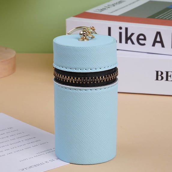 xaoyunyn Compact Cylindrical Coin Purse with Zipper Closure Multipurpose Accessory for Change Lipstick Keys and Earphones Portable and Stylish Organizer Blue