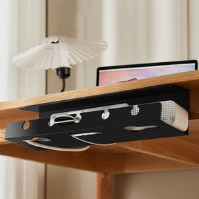 xaoyunyn Under Desk Cable Management Rack for Tidy Desk Setup with Adhesive and Screw Installation,Versatile Organizer for Cables,Power Strips Devices