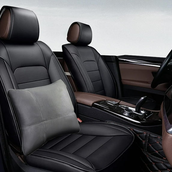 xaoyunyn Ergonomic Suede Car Lumbar Support Cushion with Adjustable Straps,Removable Washable Cover,Neck Support for Long Run,Gray