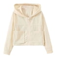 thumbnail image 1 of xaoyunyn Fall Lightweight Coats for Girls Casual Trendy Comfy Solid Color Long Sleeve Hooded Jacket with Pockets, 1 of 6