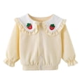 thumbnail image 1 of xaoyunyn Girl Cute Cardigans Fall Casual Button Down Embroidery Ruffled Long Sleeve Sweatshirt Coats, 1 of 3