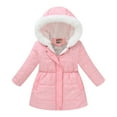thumbnail image 1 of xaoyunyn Girl Winter Long Jacket Casual Fashion Keep Warm Snowflake Printed Outdoor Hooded Outerwear with Pockets, 1 of 5