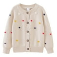 thumbnail image 1 of xaoyunyn Girl's Button Down Cardigans Fall Casual Loose Colorful Balls Long Sleeve Knitted Sweater Outerwear, 1 of 6