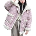 thumbnail image 1 of xaoyunyn Girl's Fleece Lined Jackets Casual Loose Fashion Winter Keep Warm Outerwear with Pockets, 1 of 6