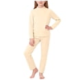 thumbnail image 1 of xaoyunyn Girl's Legging Pant Sets Casual Solid Color Long Sleeve Tops 2 Piece Homewear Outfits 1-12 Years, 1 of 6