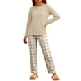 thumbnail image 1 of xaoyunyn Girl's Plaid Pant Sets Spring Fall Casual Basic Solid Color Crewneck Long Sleeve Tops 3-12 Years, 1 of 4