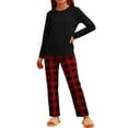 thumbnail image 1 of xaoyunyn Girl's Plaid Pant Sets Spring Fall Casual Basic Solid Color Crewneck Long Sleeve Tops 3-12 Years, 1 of 6