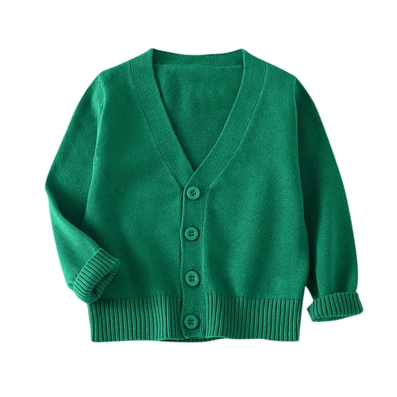 xaoyunyn Girl's V Neck Knitted Tops Casual Long Sleeve Button Down Solid Color Cardigan Sweaters 2-10 Years