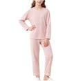 thumbnail image 1 of xaoyunyn Girls 2 Piece Basic Homewear Outfits Casual Solid Color Round Neck Long Sleeve Top and Pant Set 7-15 Years, 1 of 6