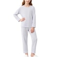 thumbnail image 1 of xaoyunyn Girls 2 Piece Basic Homewear Outfits Casual Solid Color Round Neck Long Sleeve Top and Pant Set 7-15 Years, 1 of 6